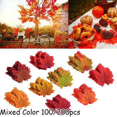 200 Stück Herbst-Ahornblätter, künstliche Seidenblätter, Kunsthandwerk, Hochzeit, Party-Dekoration