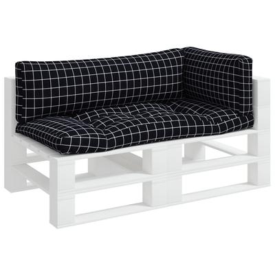 3 Piece Pallet Cushion Set Black Checkered Pattern Oxford Fabric