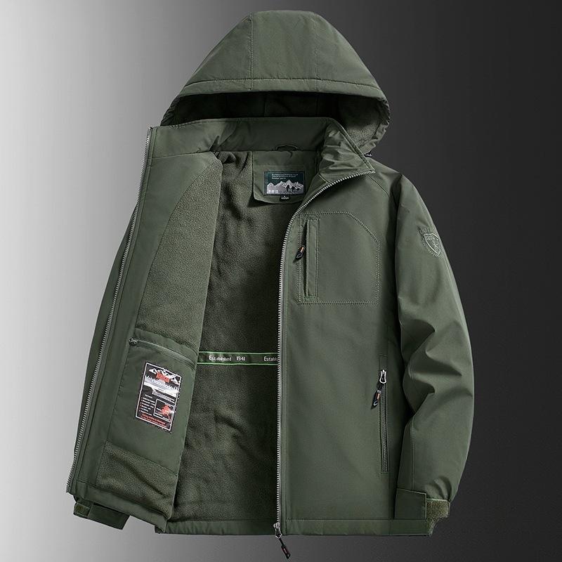 Men's Fleece-Lined Waterproof Winter Jacket - Warm, Plus Size, Outdoor Windproof Coat