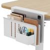 Keemute Desk Side Storage Shelf Clamp Easy Installation File Double Storage Shelf Load Capacity 5kg Desk Side Pocket Storage White Laptop,