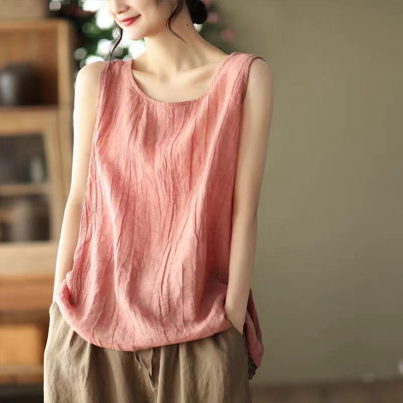 Womens Casual Slimming Round Neck Sleeveless Camisole Tank Top