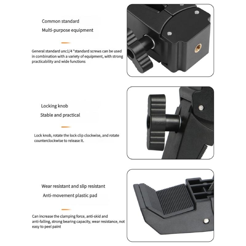 Motorcycle Bike Phone Mount Clamp With " 3/8" Screw Holes For Camera Gym Equipment Live Streaming Accessories