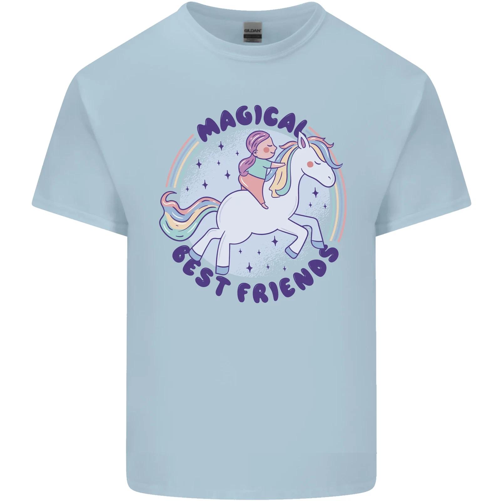 Magical Friends a Girl Riding a Unicorn Kids T-Shirt Childrens S