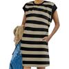 Women's Fashion Striped Patchwork Casual Loose Dresses