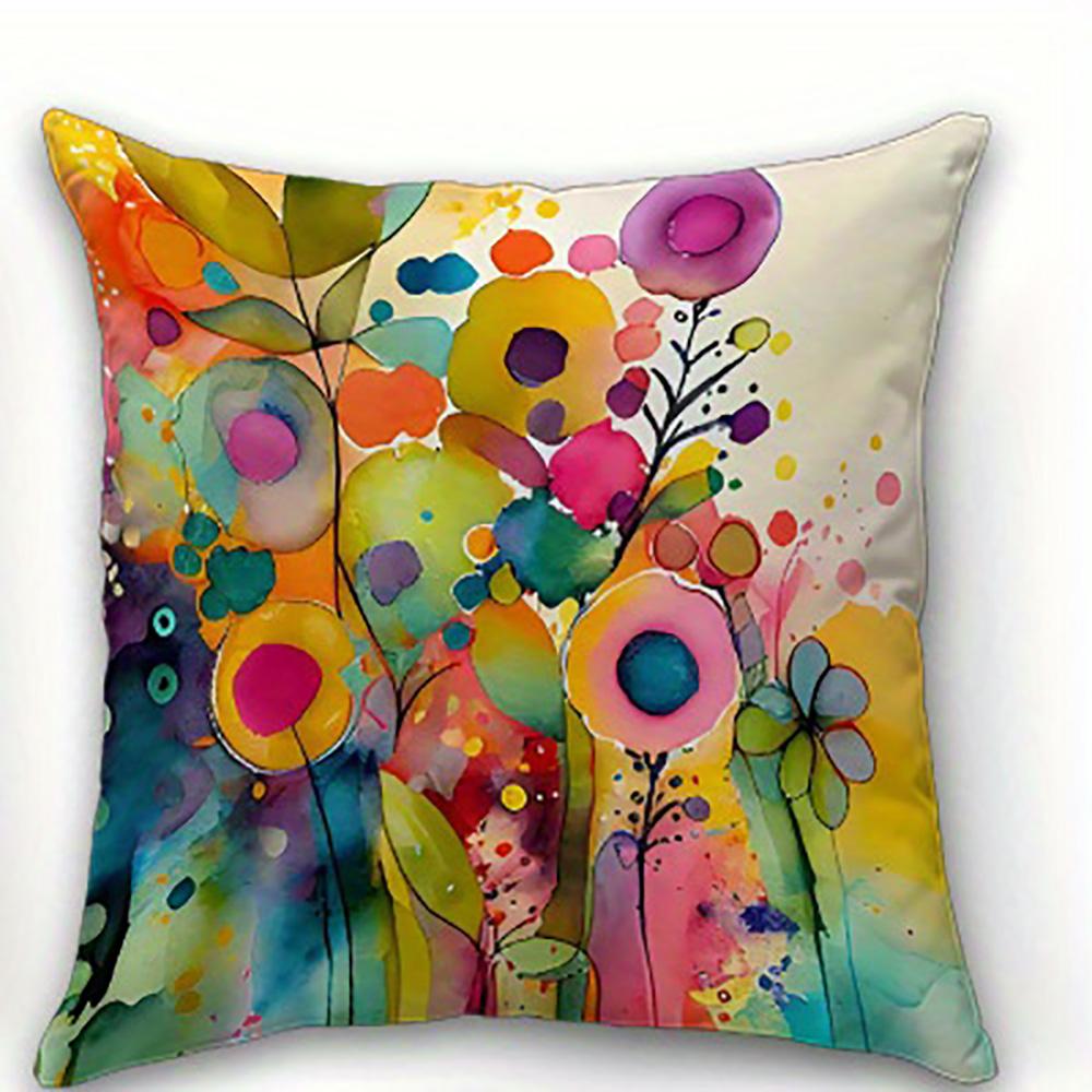 1/4pcs Colorful Floral Patterned Pillowcases Sofa cushion cover home bedroom room decoration