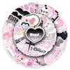 50 Pink Pixel-Style Yandere Stickers: Cute Japanese Cartoon Decor for Notebooks & Computers