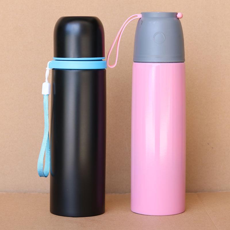Stainless Steel Vacuum Sports Outdoor Fashion Simple Portable Rope and Bullet Thermos Mug