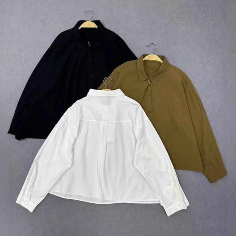 Johnature Irregular Tops Spring Autumn Retro Casual Loose Short Solid Color Simple Shirts Women