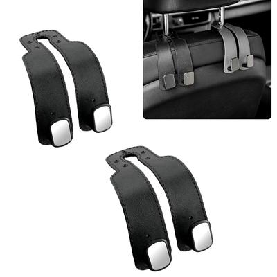 Headrest Hooks, Car Seat Hooks, Rubber Fabric, Load Capacity 22.0 Lbs (10 Kg), Storage Hooks, Set of 2 (Black)