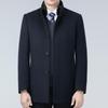 Men's Double-Sided Cashmere Winter Coat with Detachable Down Liner and Mink Fur Stand Collar for Middle-Aged Dad Style