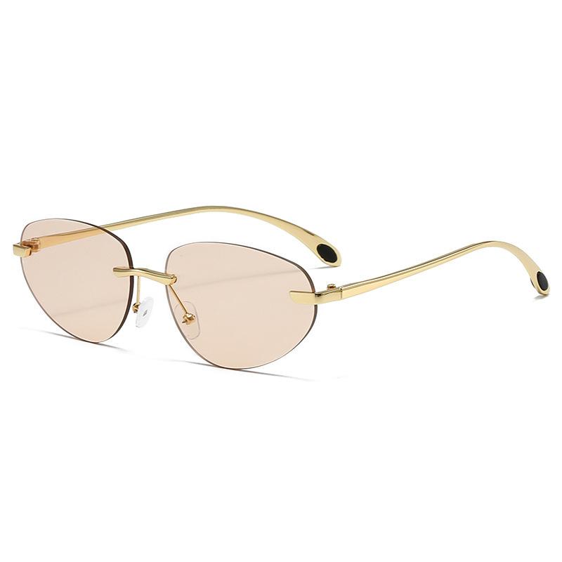 Metal Frameless Spice Girl Cat Eye Sunglasses Women'S Retro Uv Protection Premium Sense Frameless Sunglasses