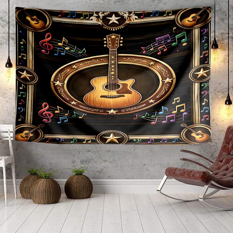 Neon Guitar Melody Tapestry, Unique Design Tapestry, Wall Decor for Bedroom,Livingroom, Playroom,Heartwarming Fan Holiday Gifts