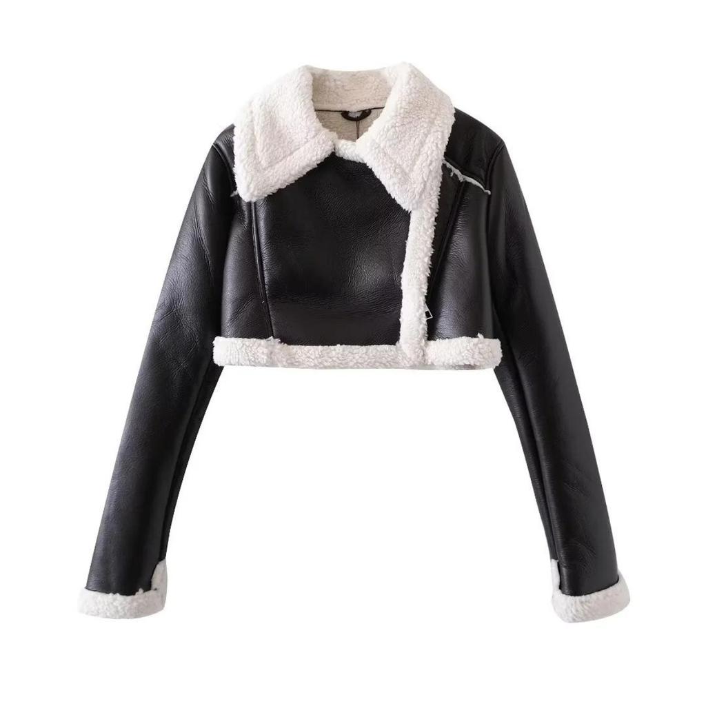 Autumn and Winter Women's Fashion Fur One Short Street Spice Biker Suit Jacket