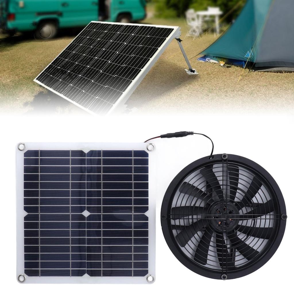5V 10W Solar Panel Powered Fan Quite Operation Exhaust Ventilator Fan for Greenhouse RV Camping