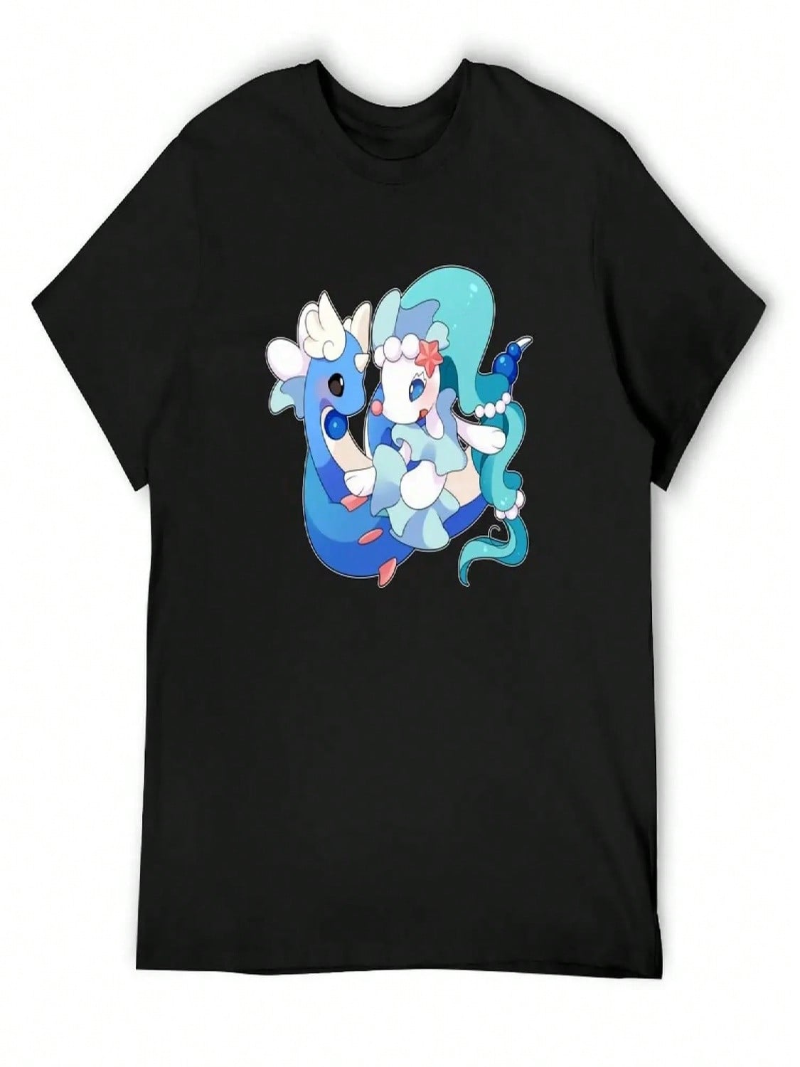 Chibi Primarina And Dragonair T-Shirt Basketball Graphic Tees Personalized T-Shirt Custom Shirt unisex s Cotton T-Shirt S разноцветный