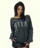 Gillaakaibeu Bold Logo Backless Sweat Shirts_Charcoal