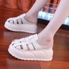 Fashion 7.5cm Weave Microfiber Synthetic Leather Sandal Slippers Pumps Platform Wedge Non-slip Flats Summer Peep Toe Women Shoes 2024