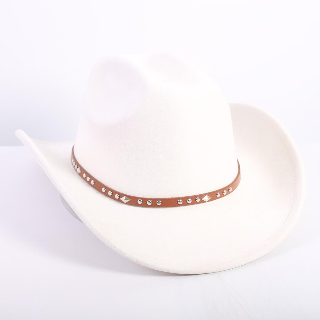 Nuovo colore cappello da cowboy western da uomo e da donna versatile per il pendolarismo stile semplice tesa larga cappello a cilindro cappello da sole