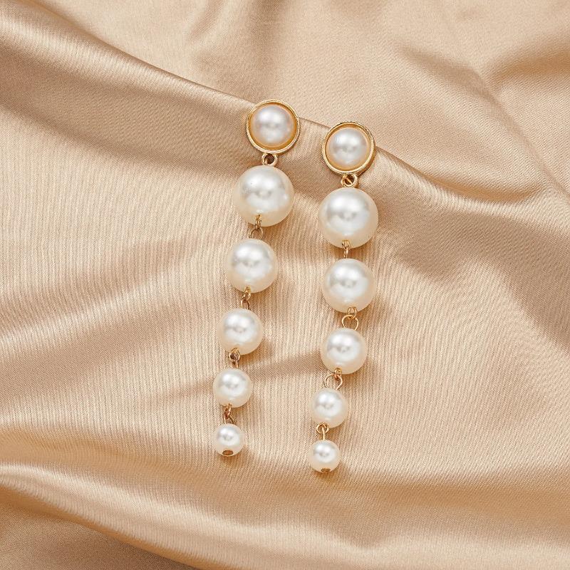 Earrings for Women French Retro Simple Pearl Earrings Temperament Long Tassel Earrings Fashion Jewelry Wholesale