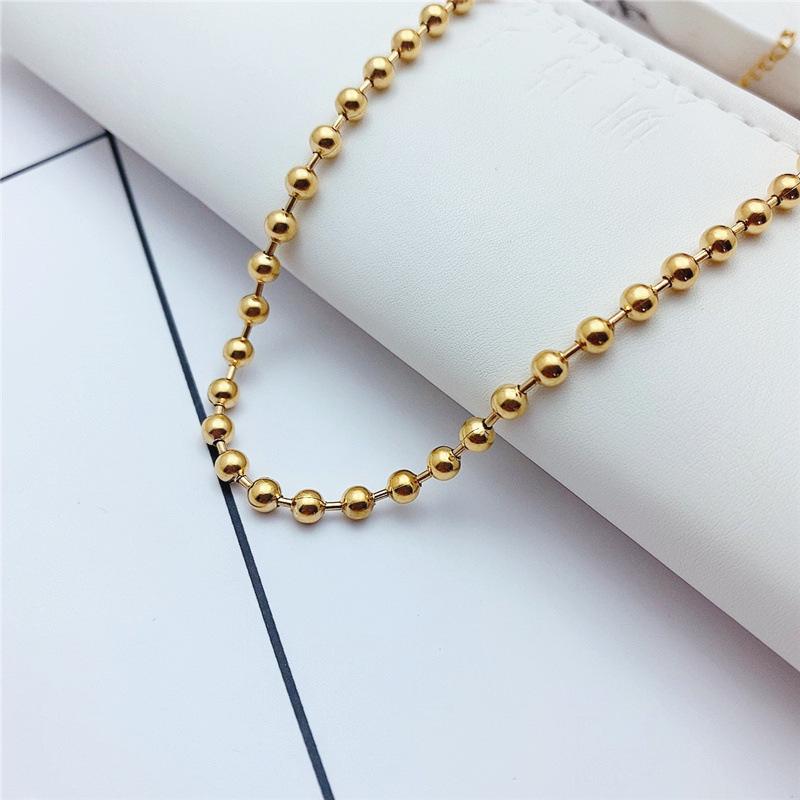 2023 Korean Style Gold Bead Titanium Steel Necklace for Women - Elegant Short Collarbone Chain