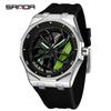 Sanda Brand Men's 360° Rotating Wheel Hubcap Design Quartz Watch Fashion Sports Silicone Waterproof For Daily Wear Hollow Watch
