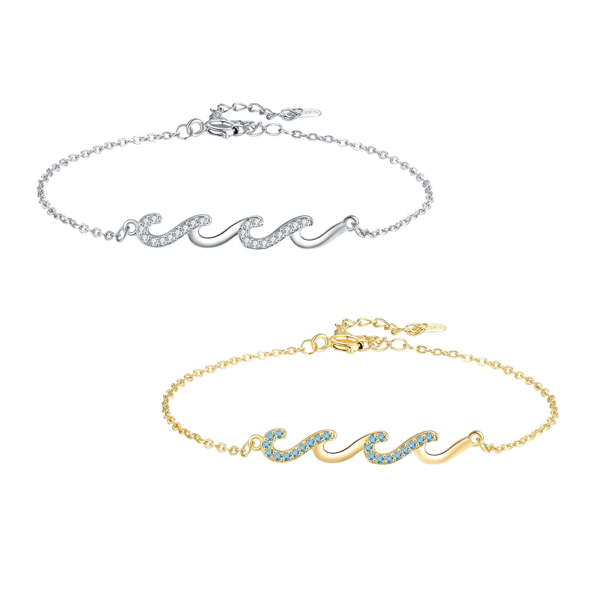 

Luxury Women s Diamond-Studded Wave Bracelet: European & American Fashion, Versatile Style платиновый