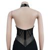Fashion Women's Mesh Drilling Bubble Beads Sleeveless Shorts Jumpsuit