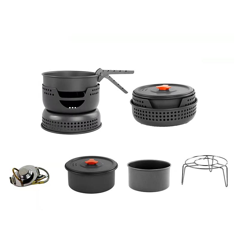 New Aluminum Alloy Outdoor Camping Hiking Cooker Sets  Travel Pots and Pans Mess Kit with Stove Set