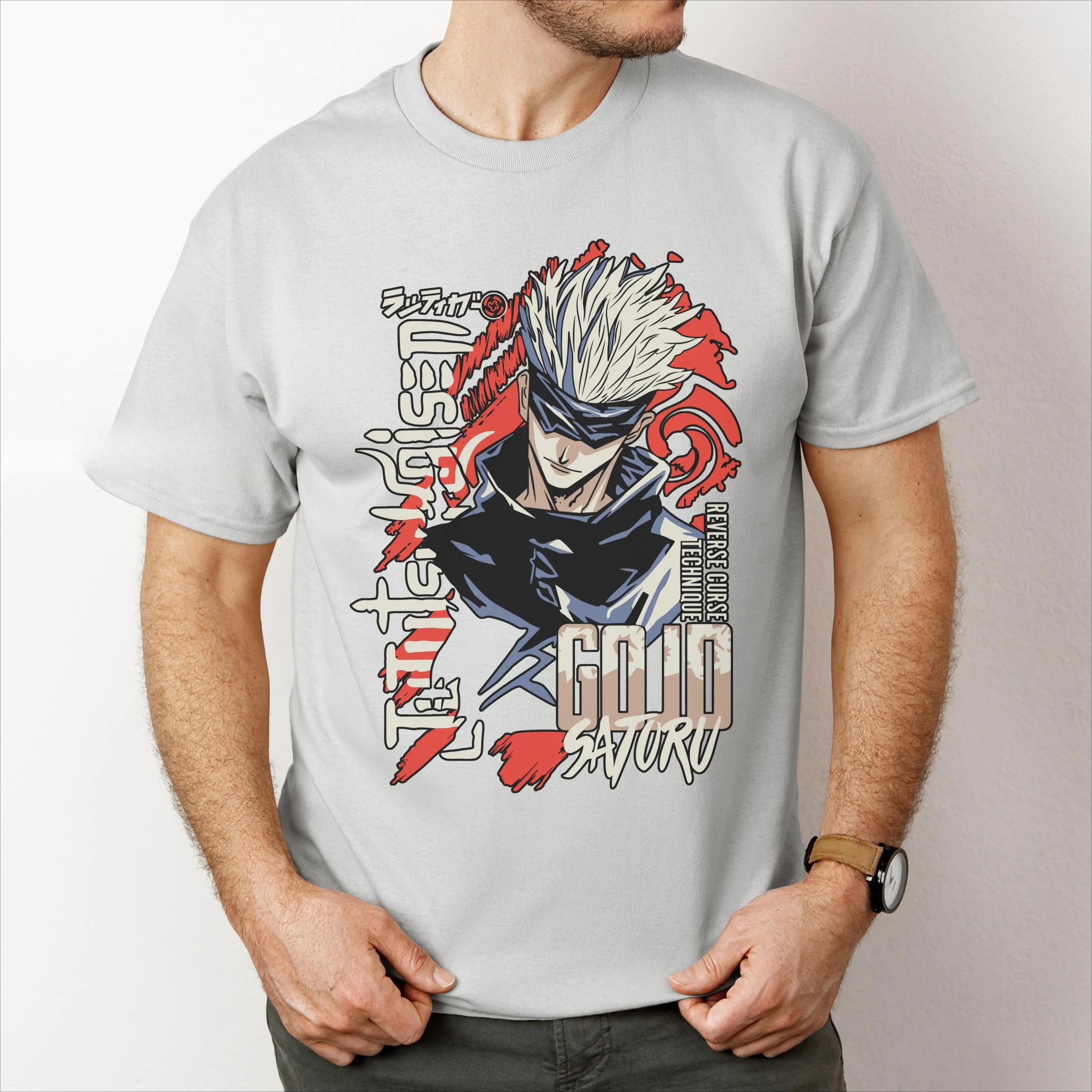 Gojo Satoru Jujutsu Kaisen Anime Shirt Anime Gifts Unisexga Merch Otaku Shirt Highquality Crewneck Shortsleeved Unisexs Tshirt L
