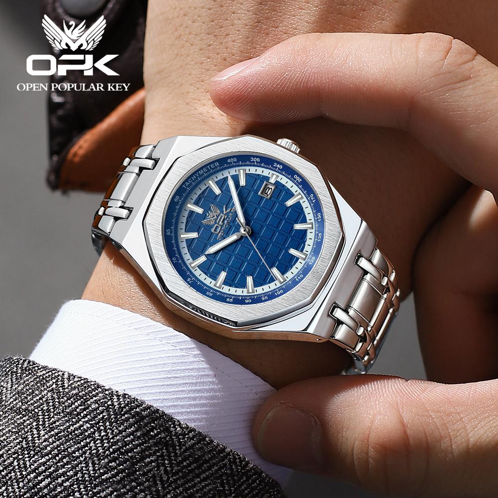 OPK Herrenuhr Business Original Quarz Uhr Automatische Datumsanzeige Uhr für Mann Wasserdicht Leuchtend Edelstahl Uhr