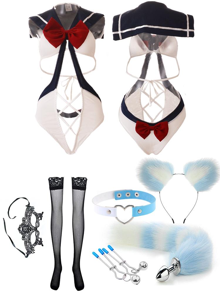 Sexy Lingerie SchoolGirl Babydoll Role Costume Women Erotic Cosplay Student Uniform Maid Mini JK Skirt Tube Dress Sensual Outfit