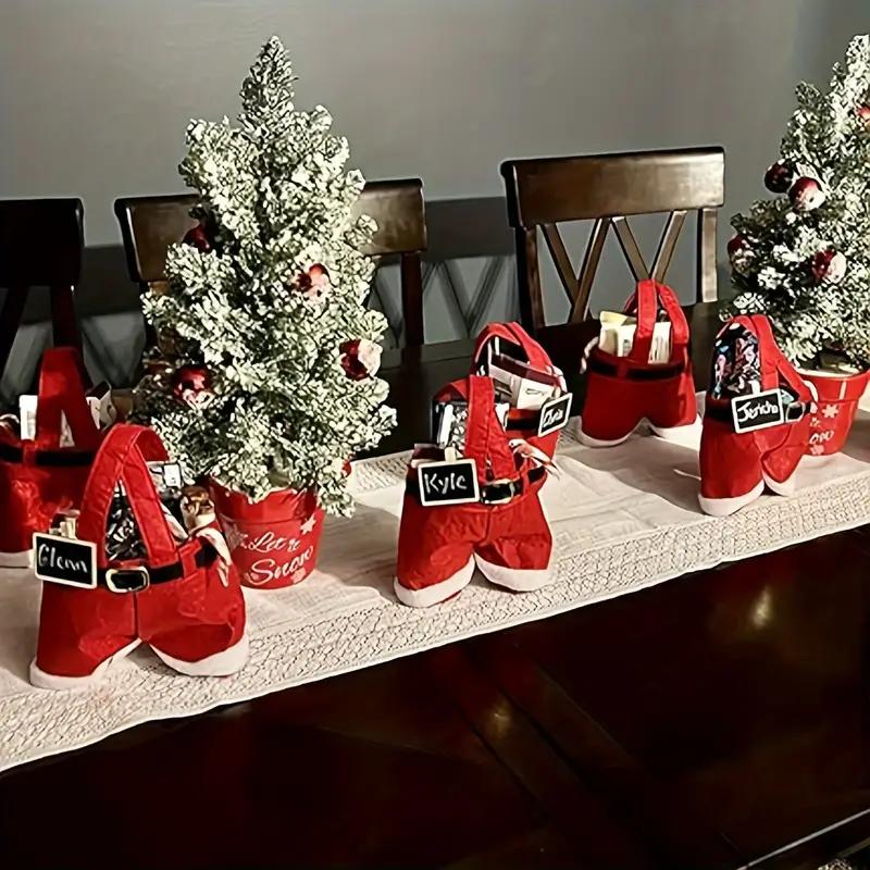 6-Pack Christmas Santa Pants Gift Bags, Small Polyester Candy Bags, Festive Treats Holder, Xmas Party Decorative Gift Pouches for Holiday Presents