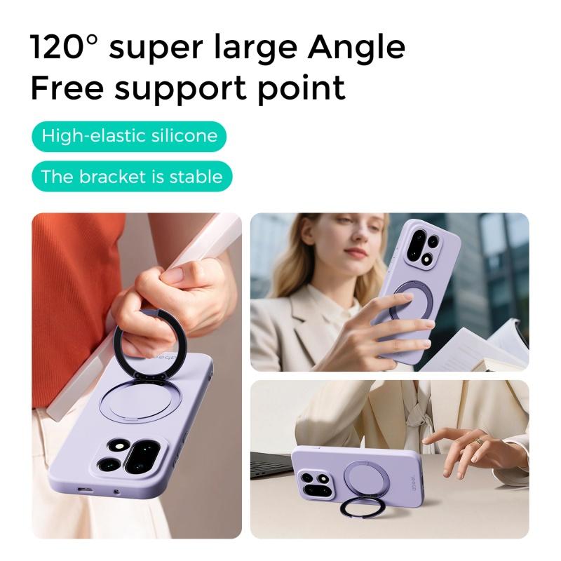 Liquid Silicone Invisible Magnetic Rotating Stand Case For OnePlus 1+ 15 Wireless Charging Soft Shockproof Case Cover