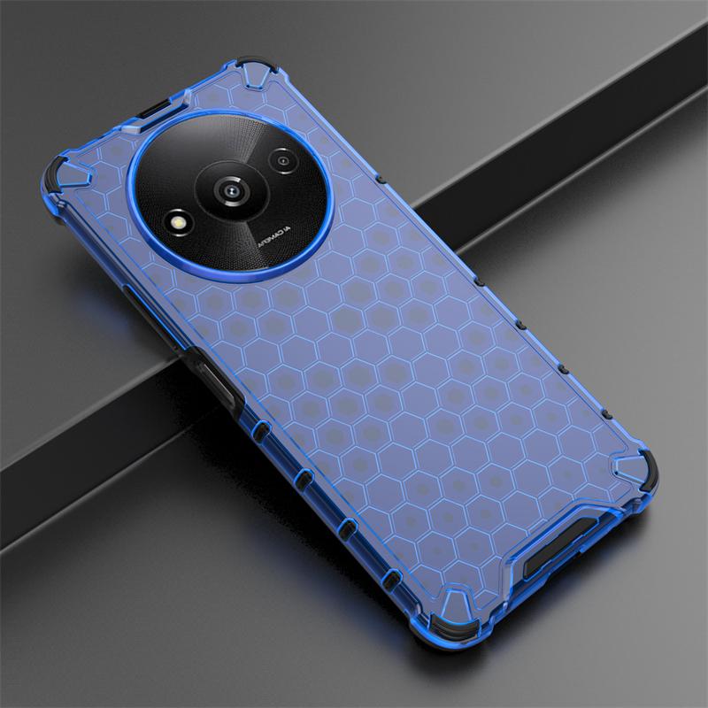 Shockproof Transparent Case For Xiaomi Poco C61 Honeycomb Armor Phone Back Case For Poco C61 Case Cover For Poco C61 6.71 inch