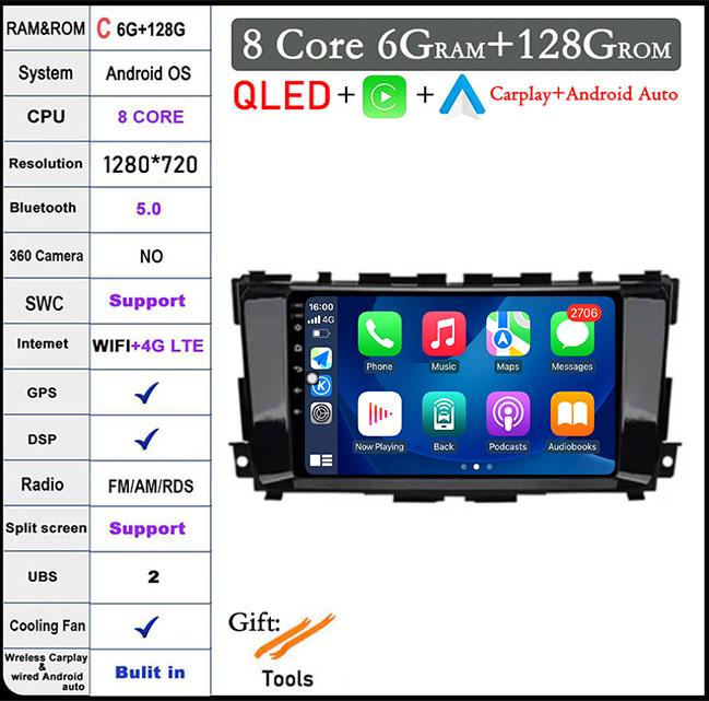 Android 14 For Nissan Teana 3 Altima 5 L33 2013-2020 Car GPS Radio Multimedia Video Player GPS Navigation