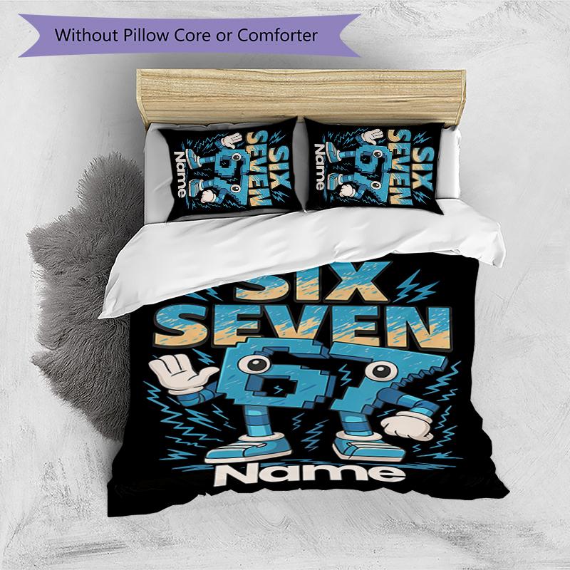 3pcs Custom Name Six Seven Bedding Set Duvet Cover Closure Includes 1 Duvet Cover & 2 Pillowcases for All Seasons Bedroom Decor