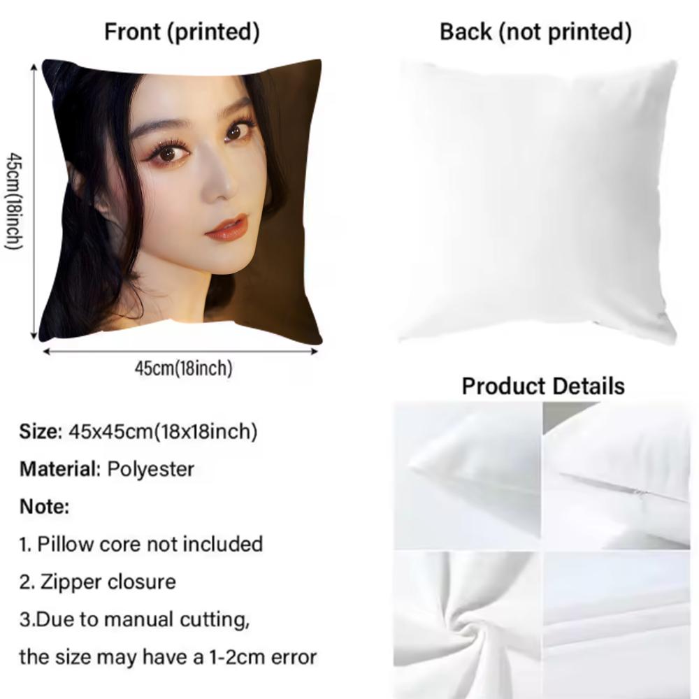 Fan Bingbing Cushion Cover Soft Decorative Pillow Case Suitable For Bedroom Sofa Car Travel Use