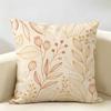 Neutral Line Leaf Botanical Cushion Cover Durable Hypoallergenic Organic Linen Short Pillow Cover Washable