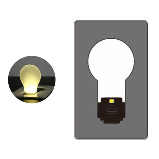 Bærbar Ultra-tynn Mini LED lommebok lomme Kredittkortstørrelse Lampe Nattlys