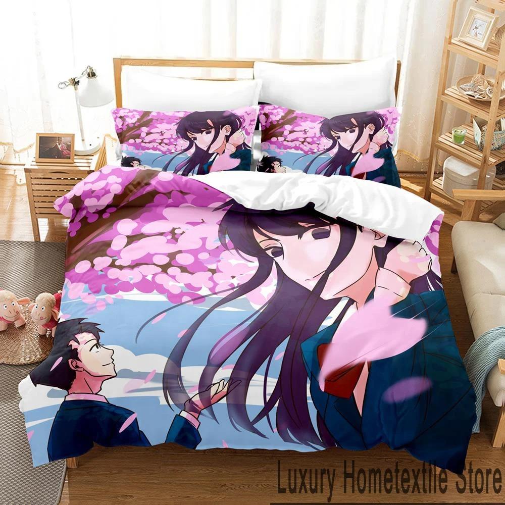 3D Print Anime Komi Cant Communicate Bedding Set Double Twin King Duvet Cover Comforter Pillowcase Boys Girls Adults Bedroom