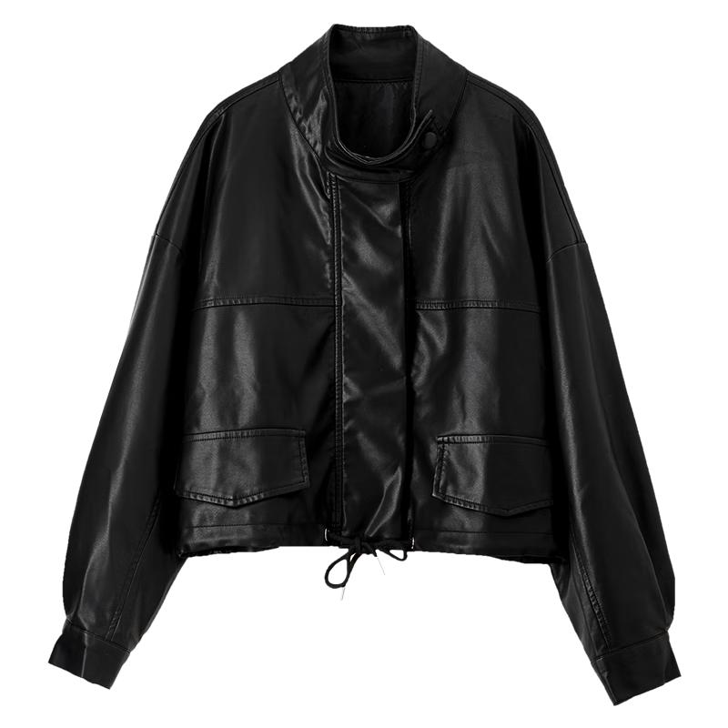Women s Retro PU Leather Motorcycle Jacket L