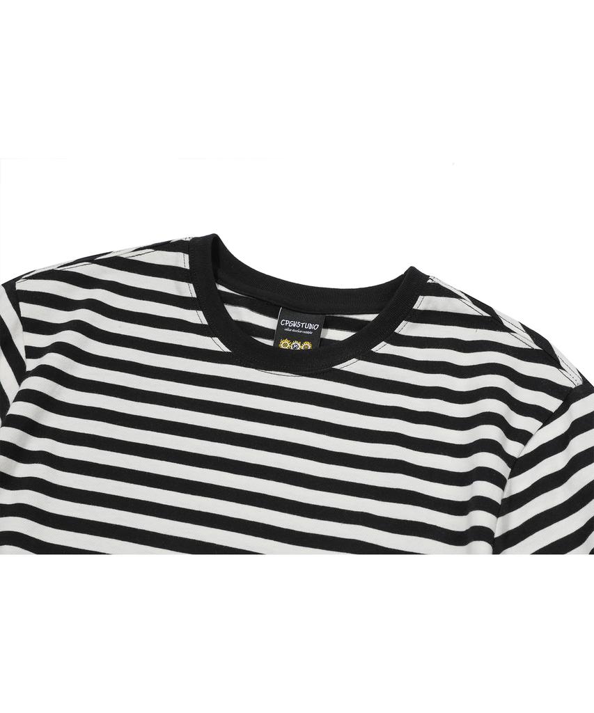 CPGN STUDIO Stripe Crop Ringer Tee Black