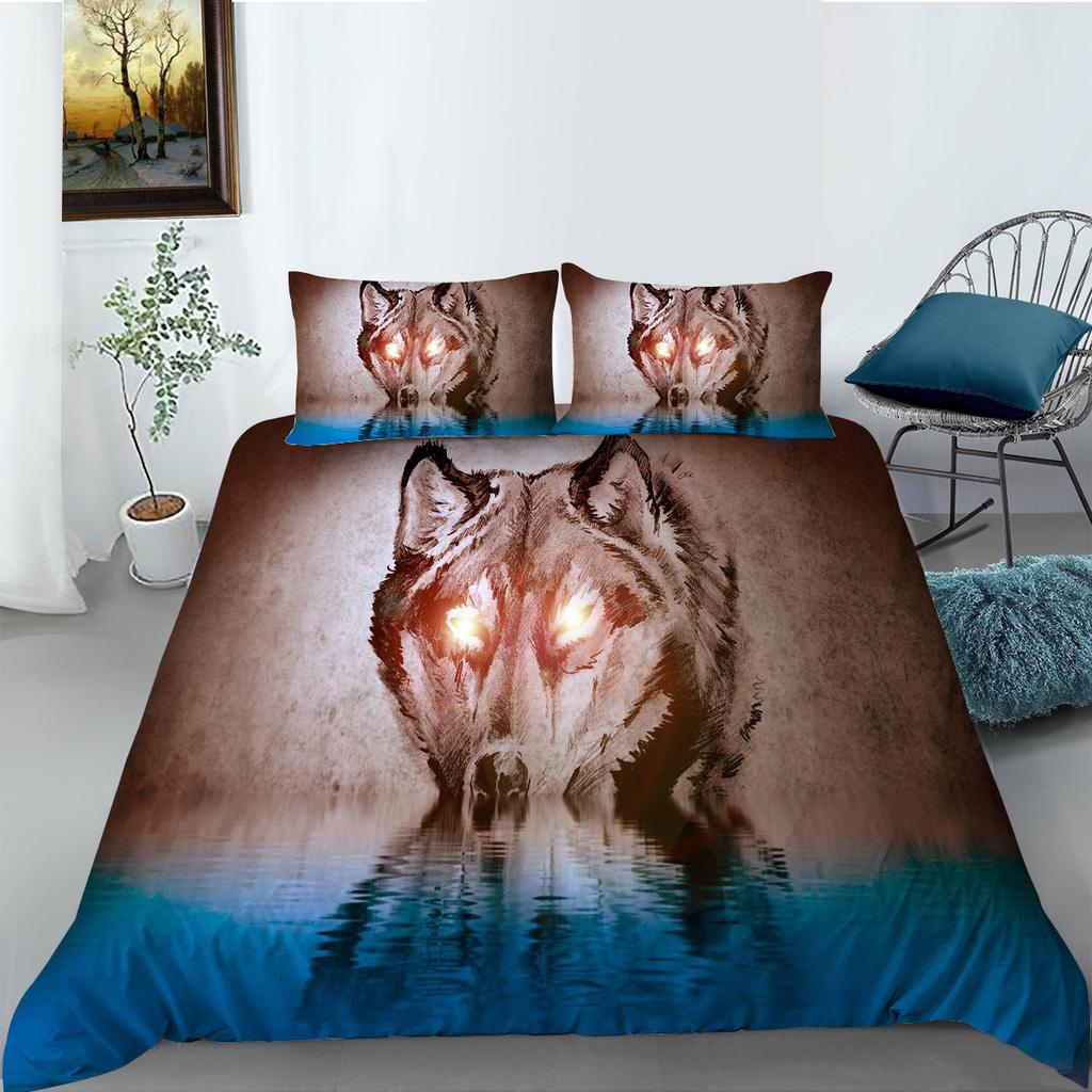 Shopify Bettwäsche Zwei- oder Dreiteilig Digitaldruck Polyester Wolfsserie