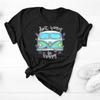 Be Happy Bus Print T-Shirt Frauen Kurzarm O-Ausschnitt Lose T-Shirt Sommer Frauen T-Shirt Tops Camisetas Mujer