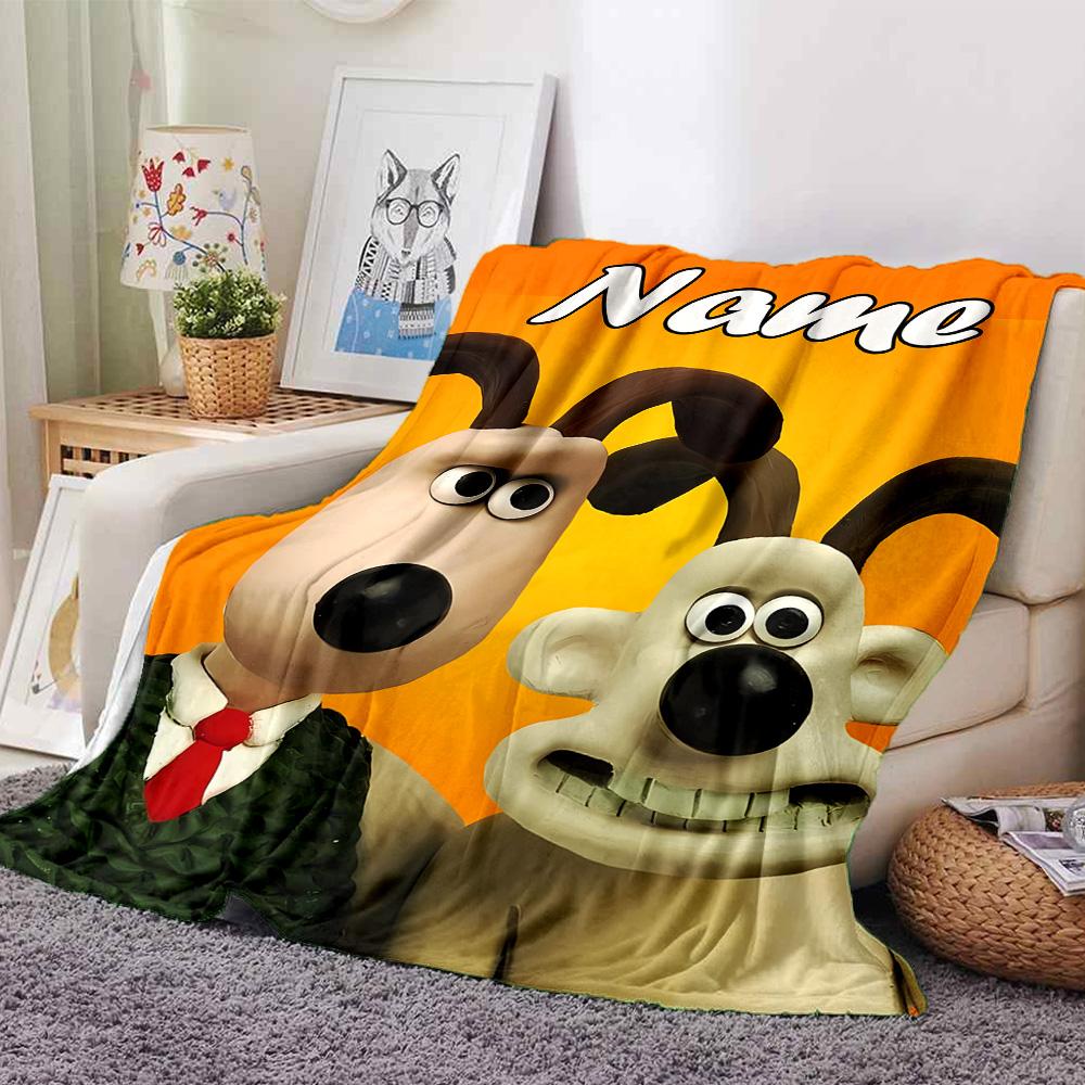 Personalisierbare Decke mit Namen Personality Wallace und Gromit, Weich & Warm, für Sofa, Büro, Bett, Reise, Mittagspause, Geschenk, Geeignet für Alle Jahreszeiten