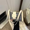 Splicing Texture Shoulder Bag Women's 2025 Summer New Versatile Ins Armpit Bag Fashion Internet Celebrity Small Square Bag Women