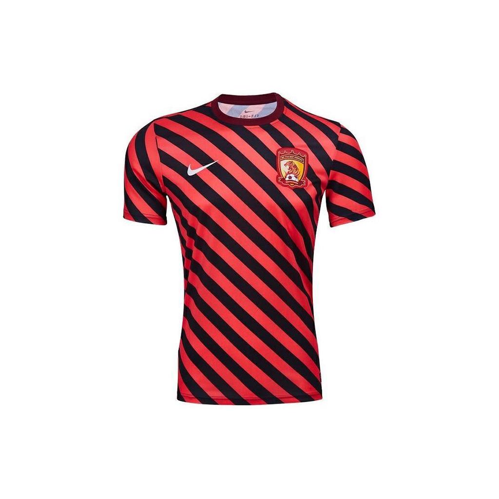 Nike Color Block Round Neck Comfortable Casual Short Sleeve Soccer Shirt Unisex Tops Black Red CI7995-666