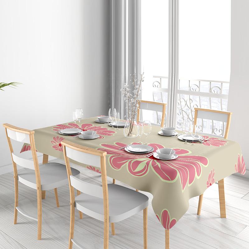 Floral Printed Tablecloth Extra Large Size Decorative Kitchen Table Cover for Dining Room Set 54 X 108, Pink Green Floral Design