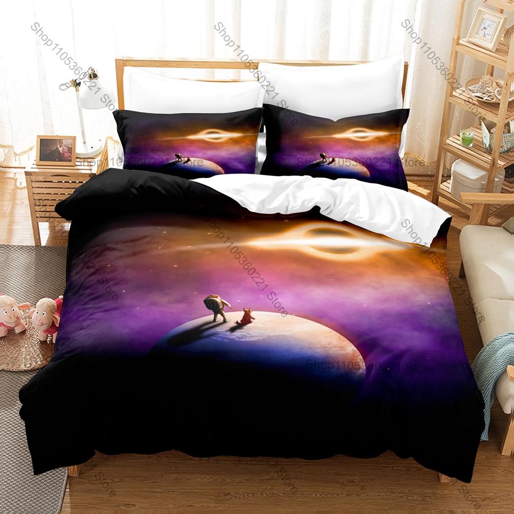 Cool Vintage Rose Fox Planet Pattern 3 In 1 Bedding Set Quilt Cover With Two Pillowcases Sweet Bedroom Home Gift Little Prince A