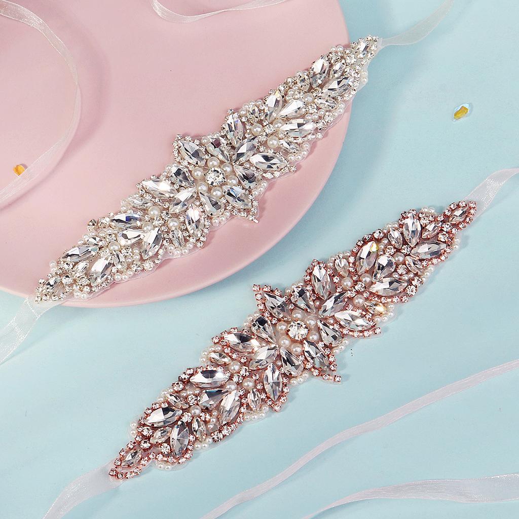 Fashion Rhinestone Pearl Waist Belt Bridal Wedding Sash Evening Party Dress Accessory For Women
